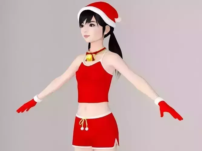 T pose nonrigged model of Manami in Christmas costume 3D model T pose nonrigged model of Manami in Christmas costume 3D model