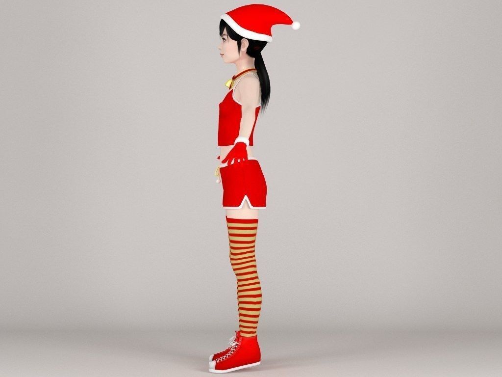 T pose nonrigged model of Manami in Christmas costume 3D model_5