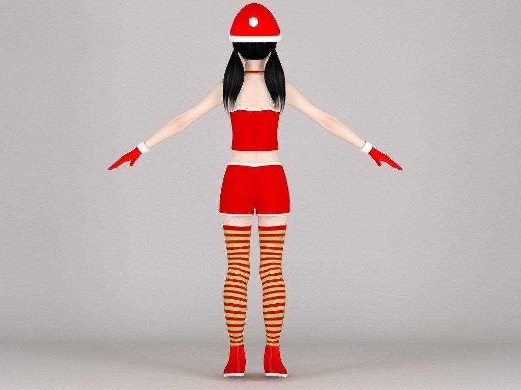 T pose nonrigged model of Manami in Christmas costume 3D model_6