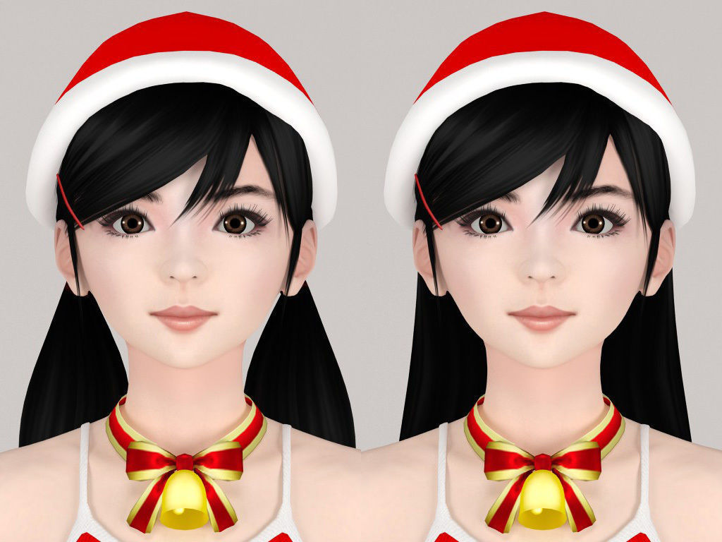 T pose nonrigged model of Manami in Christmas costume 3D model_1