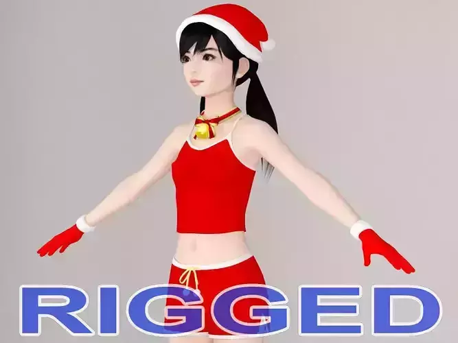 T pose rigged model of Manami in Christmas costume 3D model T pose rigged model of Manami in Christmas costume 3D model