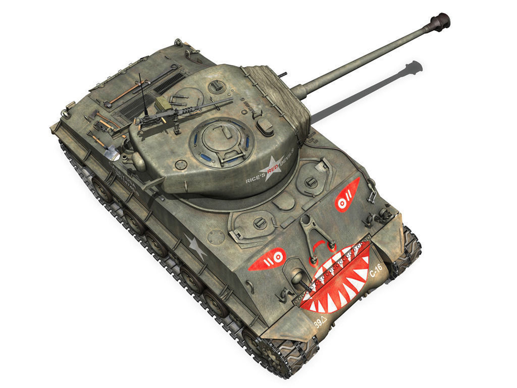 M4A3E8 Sherman - Easy Eight - Rice Red Devils 3D model_9