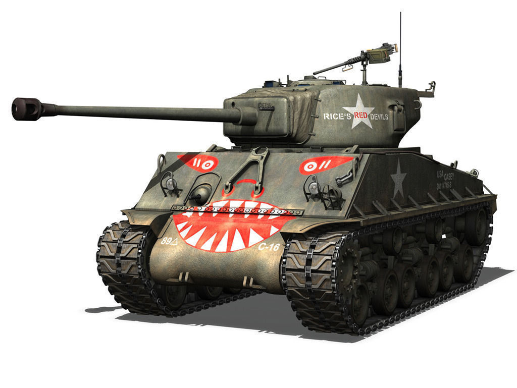 M4A3E8 Sherman - Easy Eight - Rice Red Devils 3D model_2