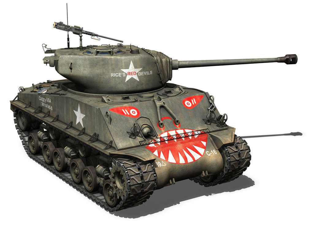 M4A3E8 Sherman - Easy Eight - Rice Red Devils 3D model_1