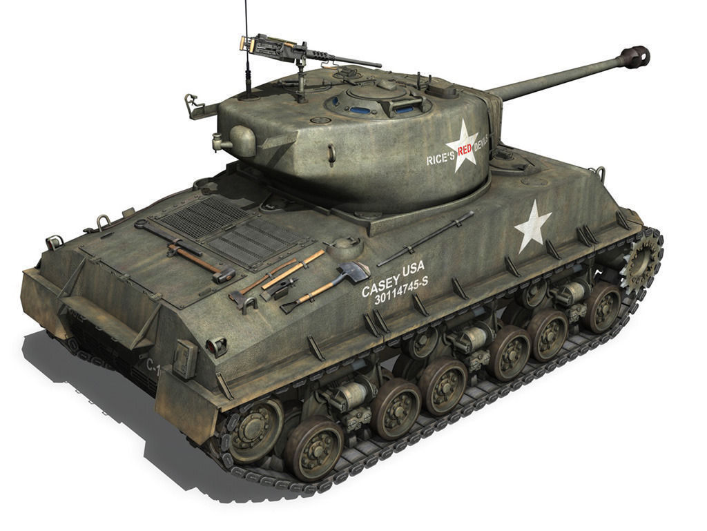 M4A3E8 Sherman - Easy Eight - Rice Red Devils 3D model_7
