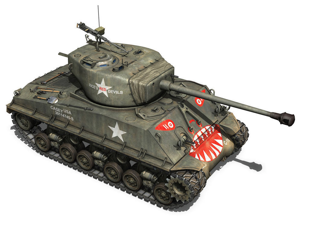 M4A3E8 Sherman - Easy Eight - Rice Red Devils 3D model_8