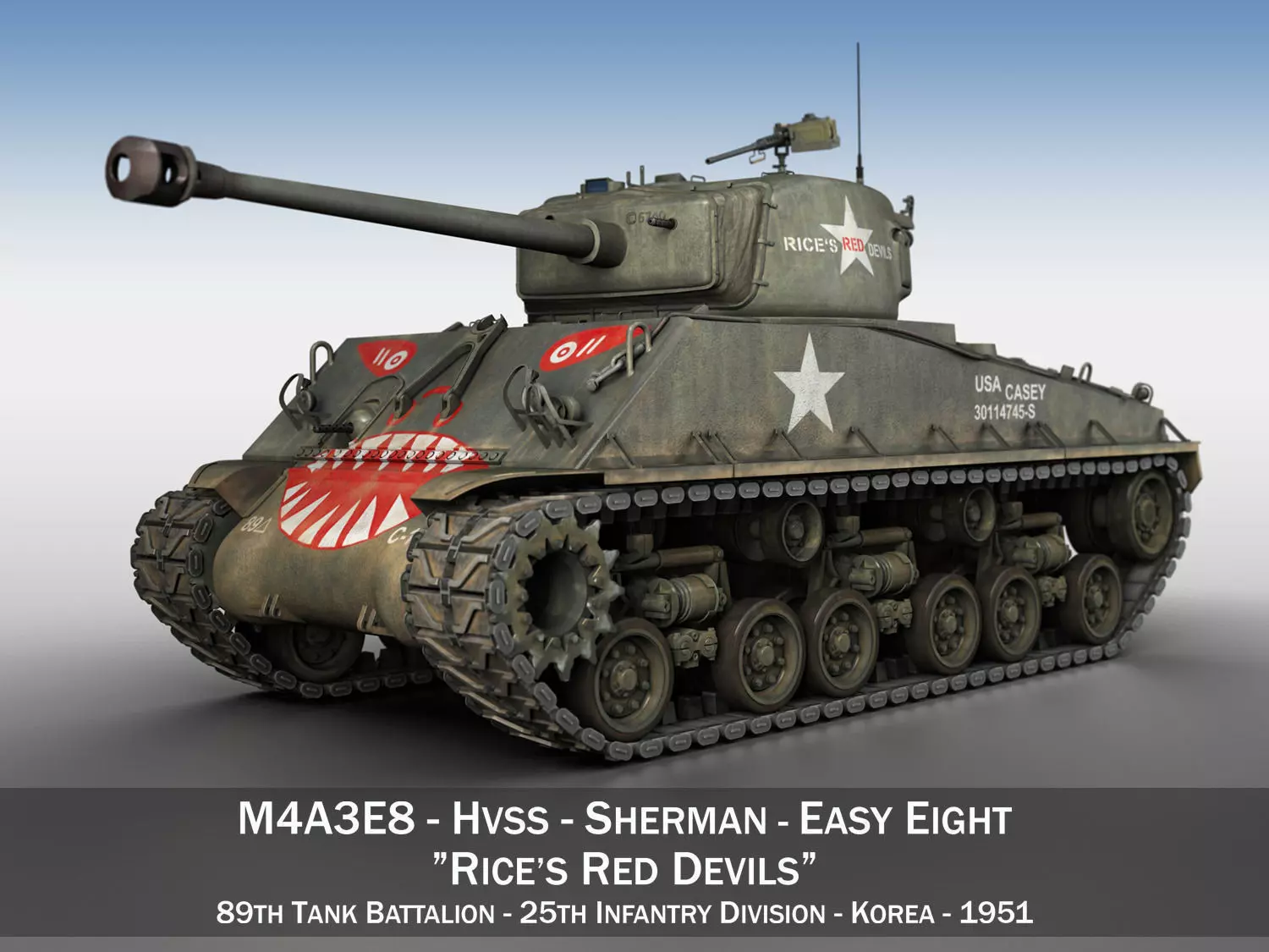 M4A3E8 Sherman - Easy Eight - Rice Red Devils 3D model_0