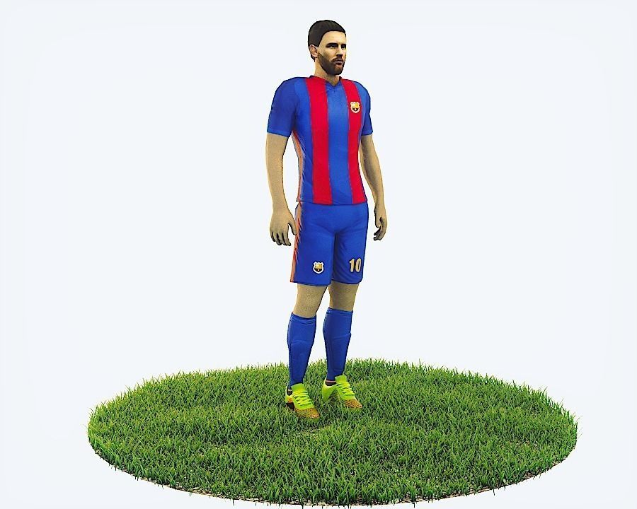 Lionel Messi Game Ready Football Player Kick Animation Low-poly 3D model_14