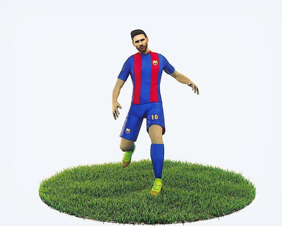 Lionel Messi Game Ready Football Player Kick Animation Low-poly 3D model_11