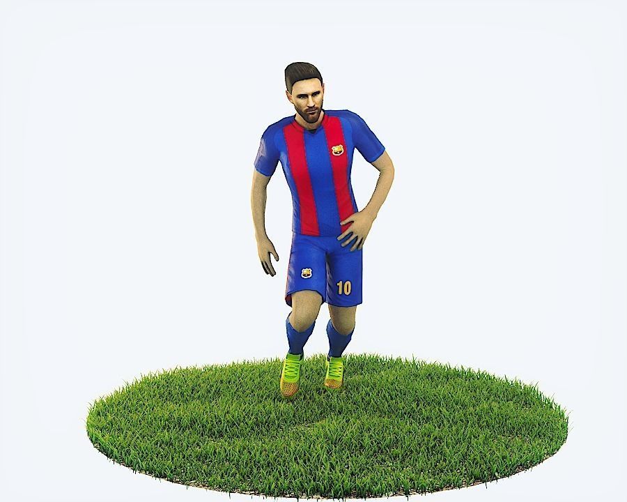Lionel Messi Game Ready Football Player Kick Animation Low-poly 3D model_10