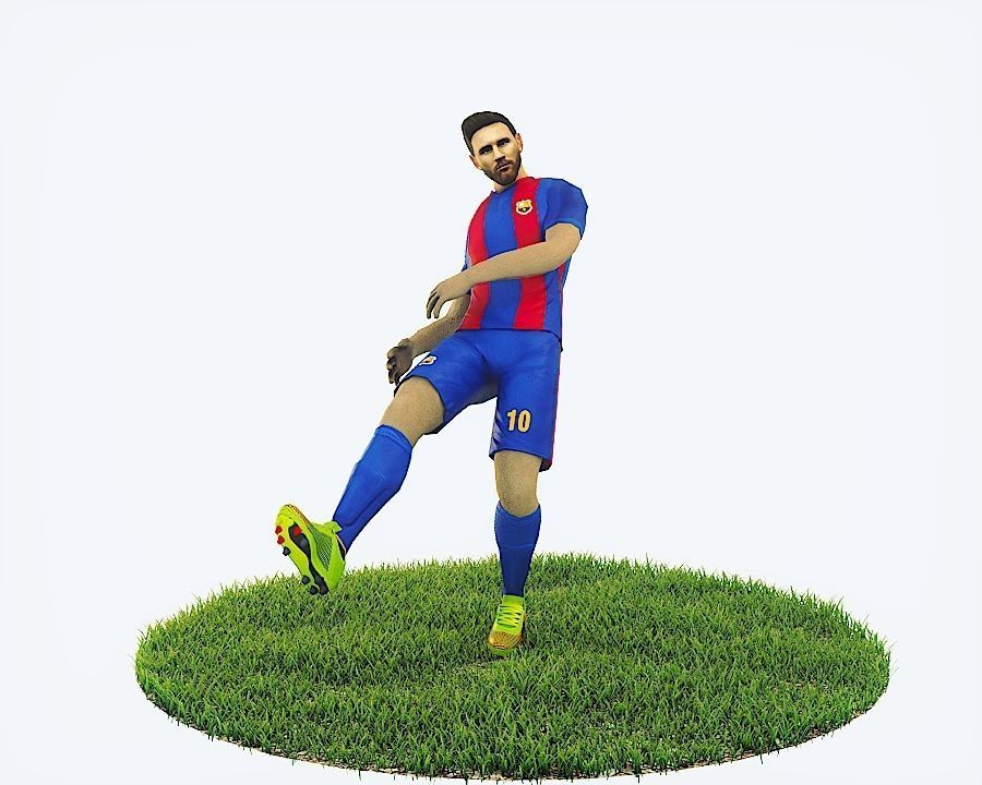 Lionel Messi Game Ready Football Player Kick Animation Low-poly 3D model_12
