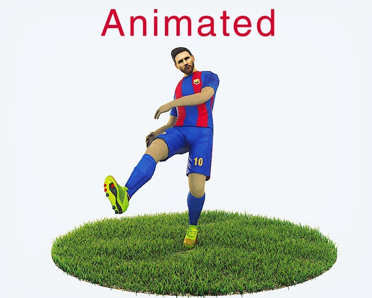 Lionel Messi Game Ready Football Player Kick Animation Low-poly 3D model_0