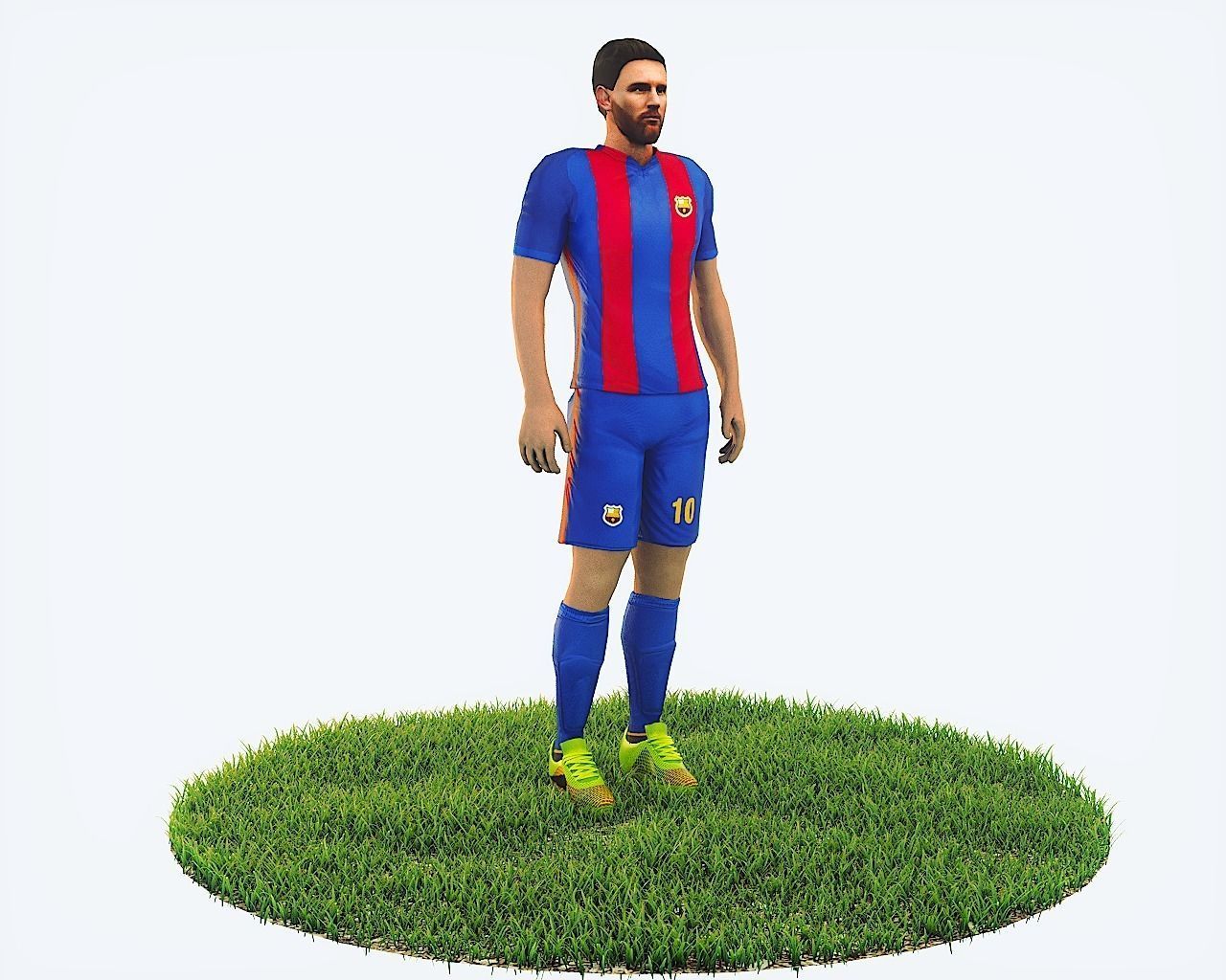 Lionel Messi Game Ready Football Player Kick Animation Low-poly 3D model_1