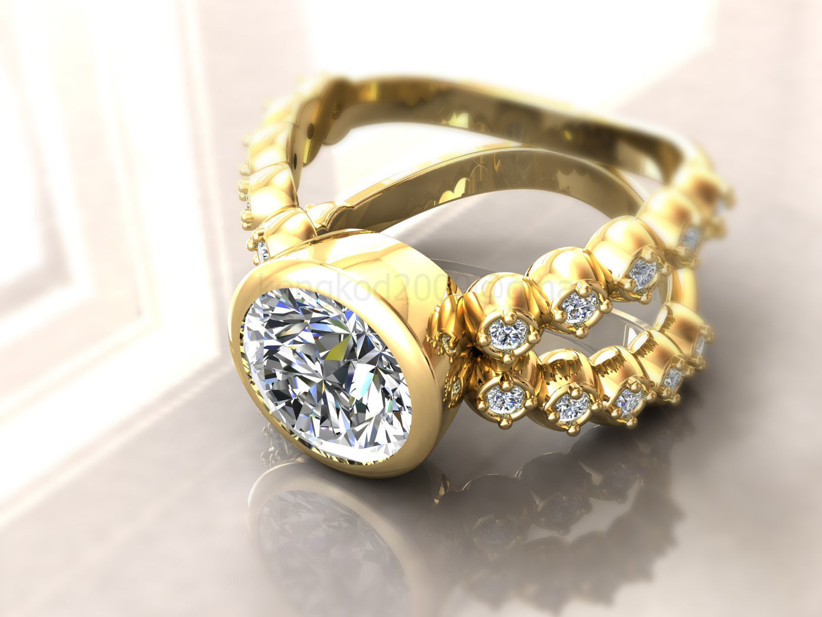 kengkod47 sapphire ring 3D print model_3