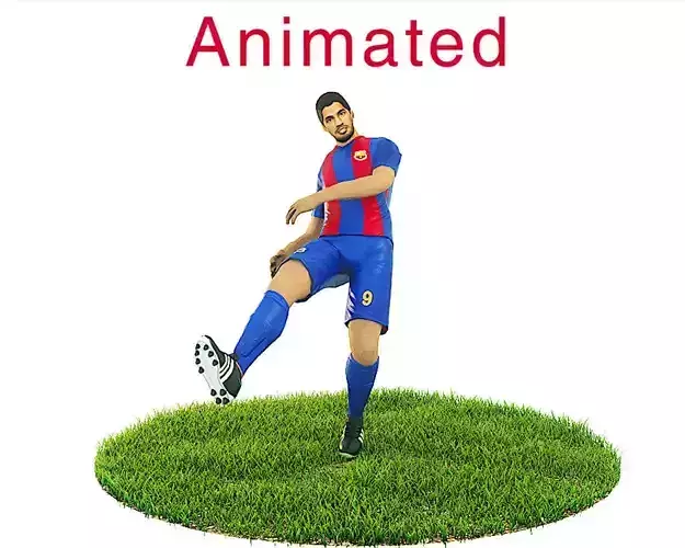 Luis Suarez Game Ready Football Player Kick Animation Low-poly 3D model