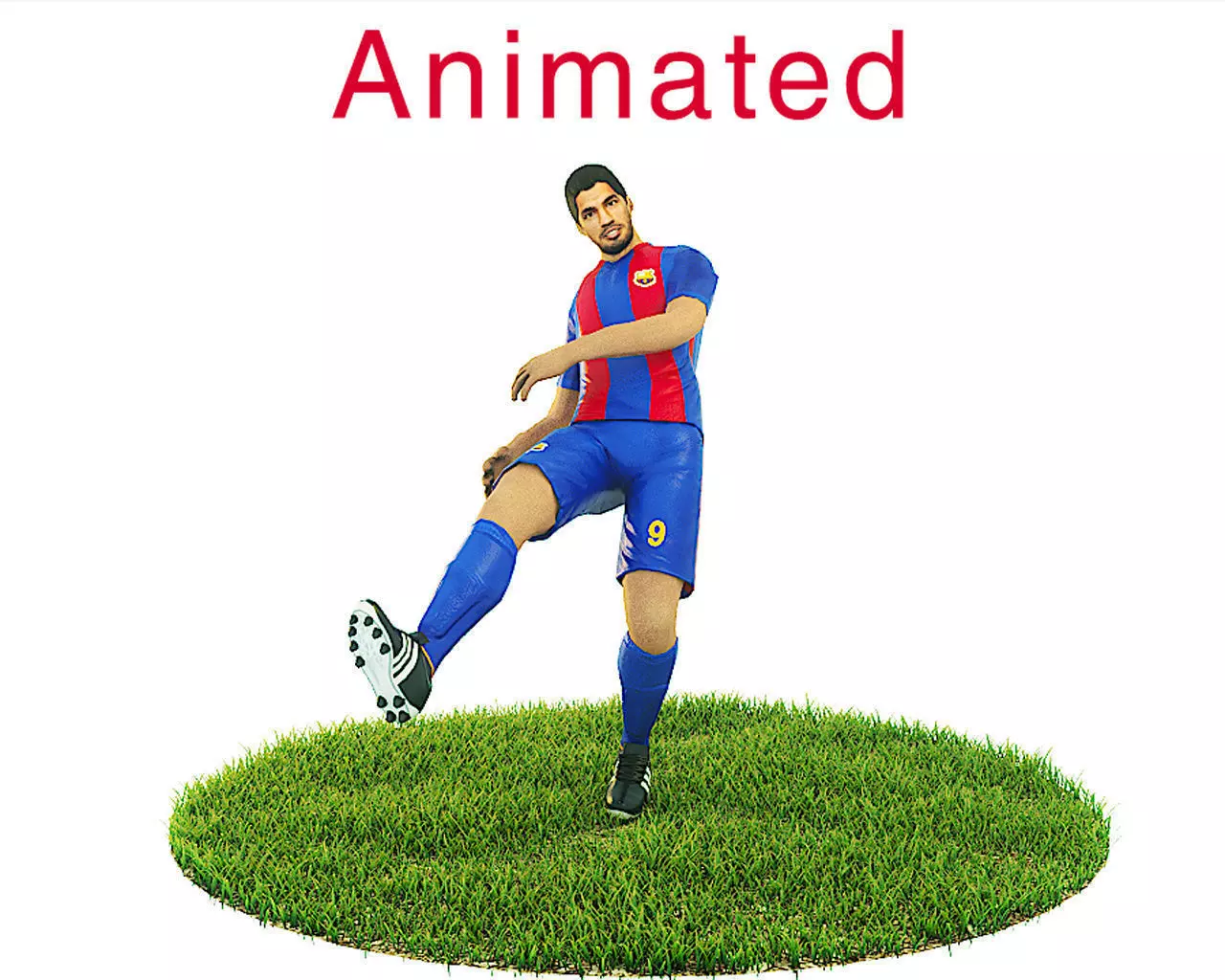 Luis Suarez Game Ready Football Player Kick Animation Low-poly 3D model_0