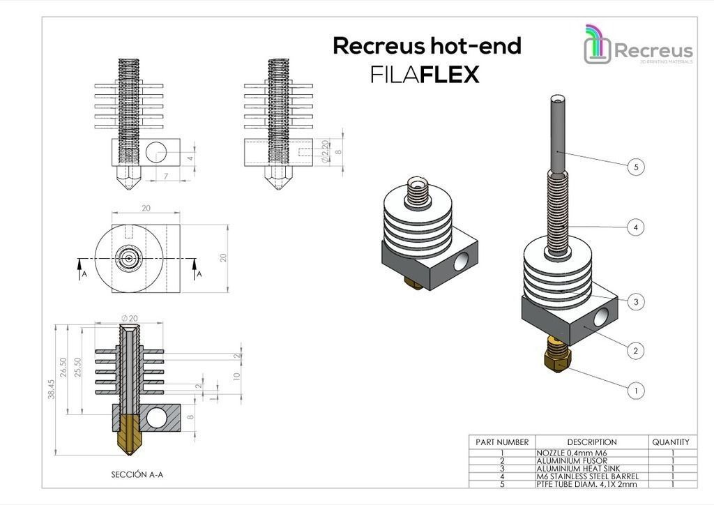 RECREUS HOTEND Free 3D print model_1