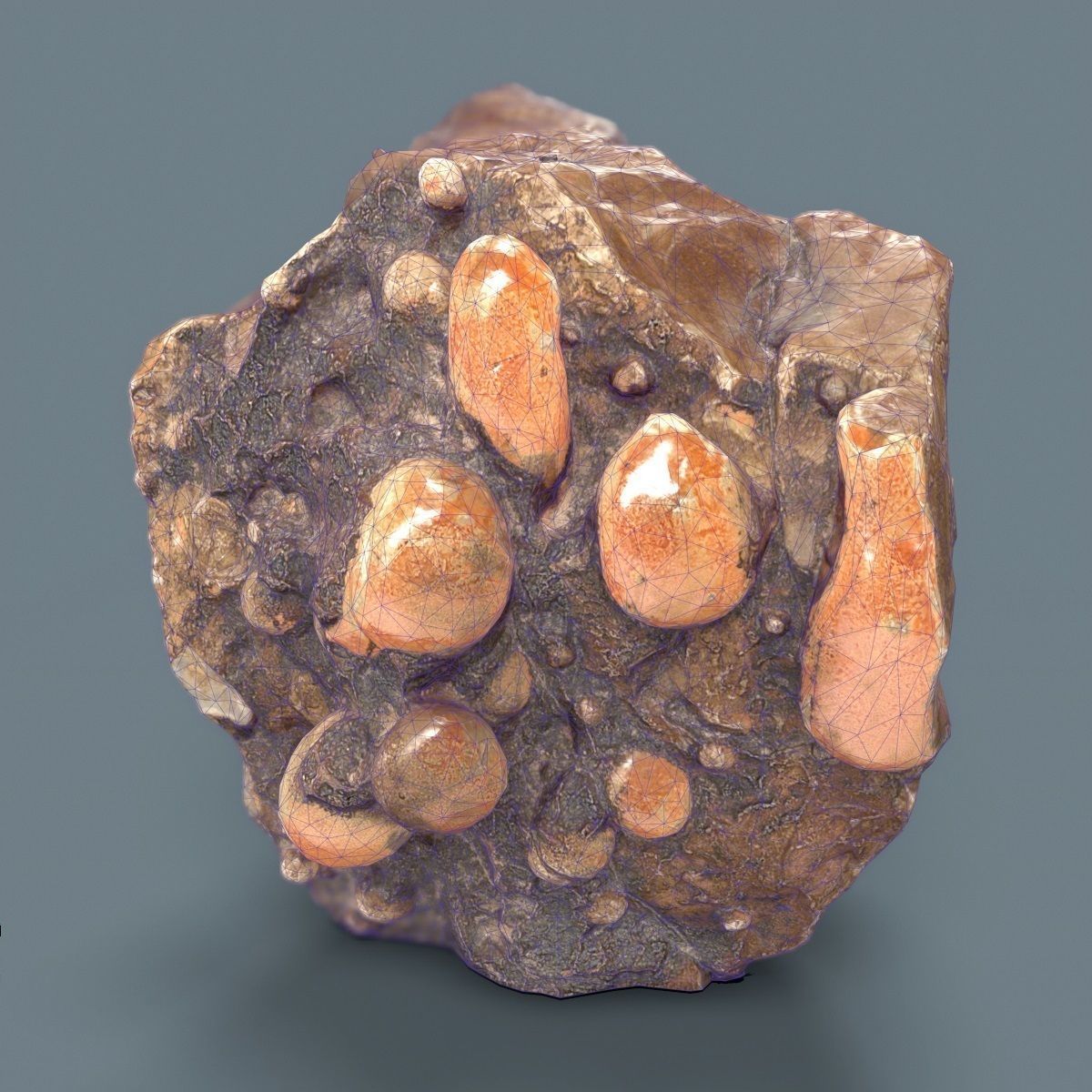 Orange Jade Rock Low-poly 3D model_5