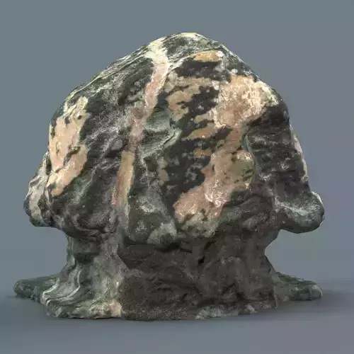 Mushroom shaped Vainy Green Rock Low-poly 3D model