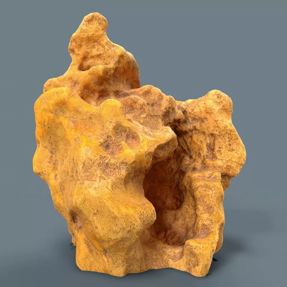 Orange Suiseki Rock Low-poly 3D model_0