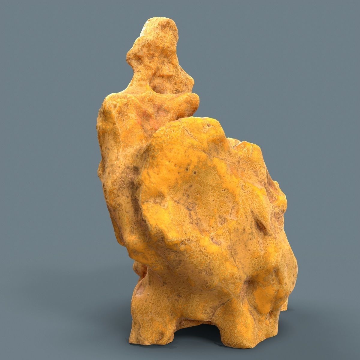 Orange Suiseki Rock Low-poly 3D model_2