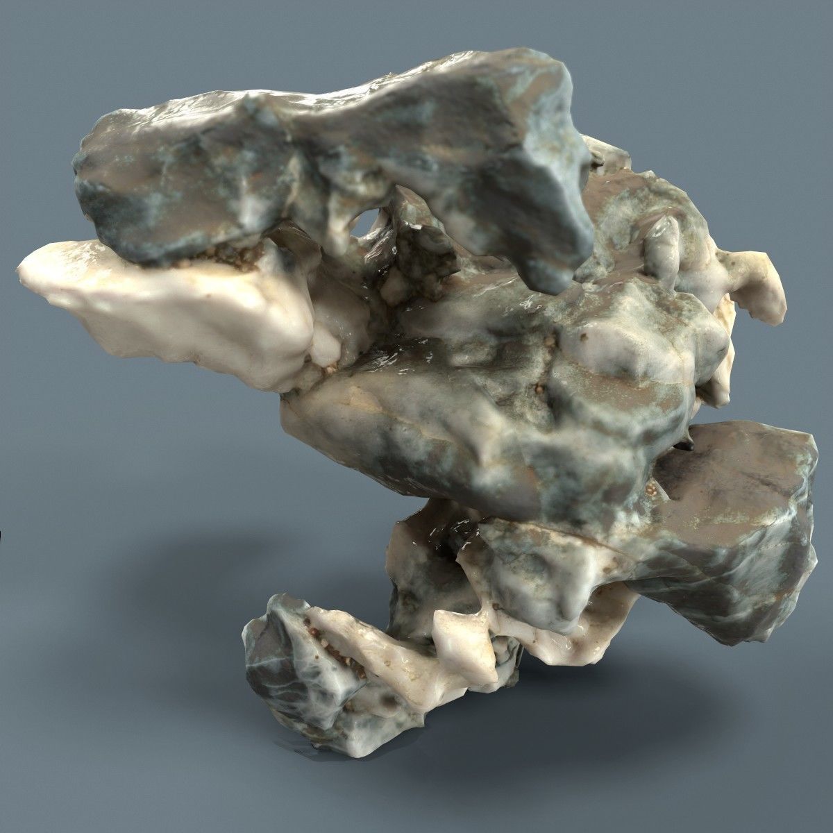 Large Overhanging Green and White Rock Low-poly 3D model_4