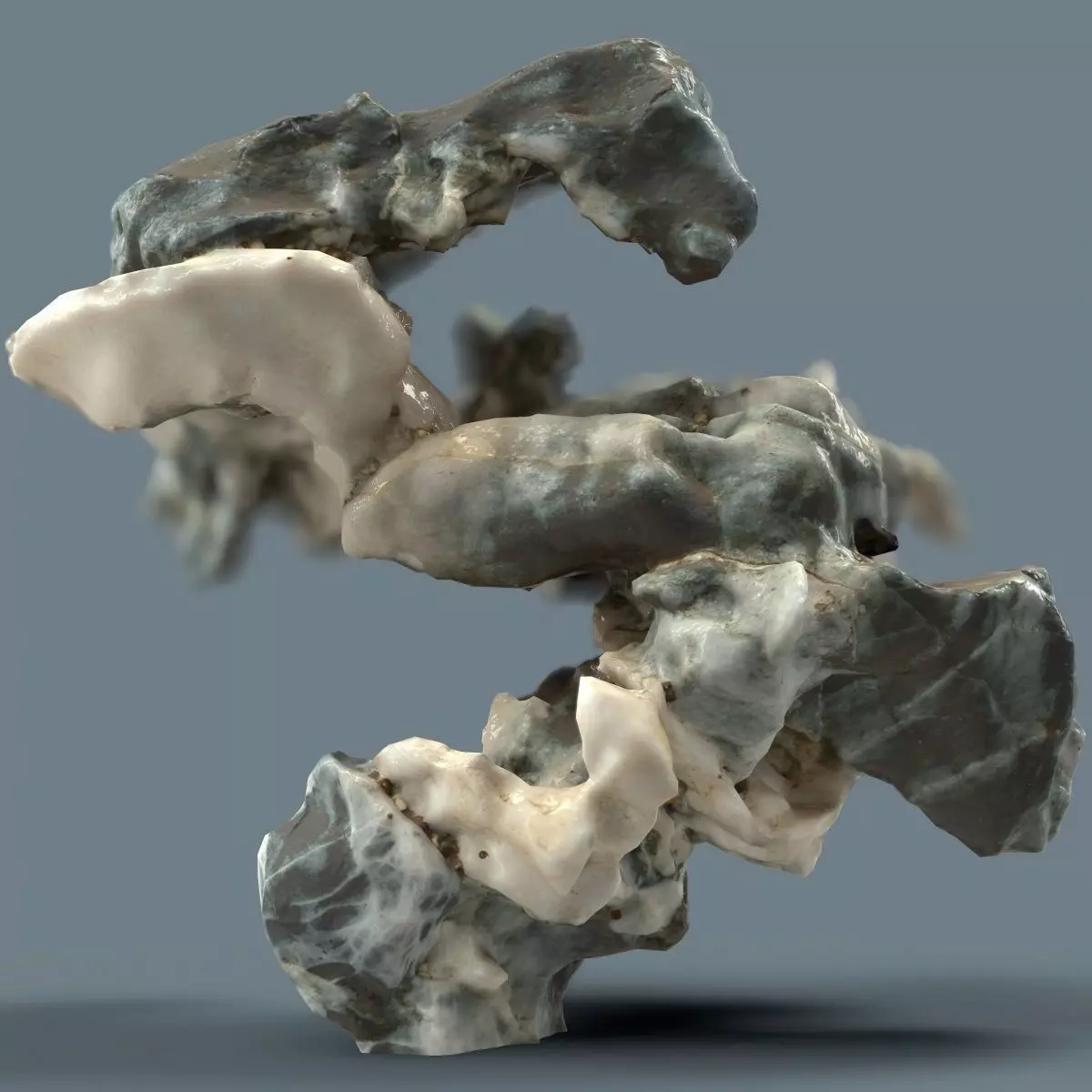 Large Overhanging Green and White Rock Low-poly 3D model_0