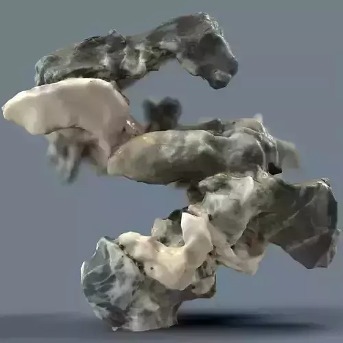 Large Overhanging Green and White Rock Low-poly 3D model