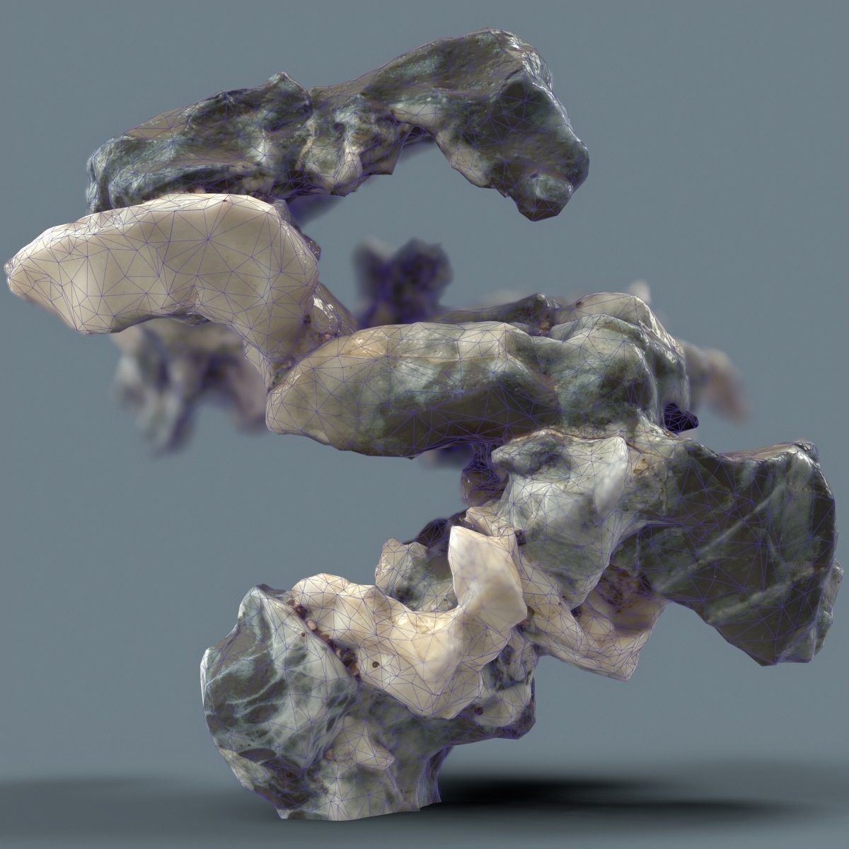 Large Overhanging Green and White Rock Low-poly 3D model_5