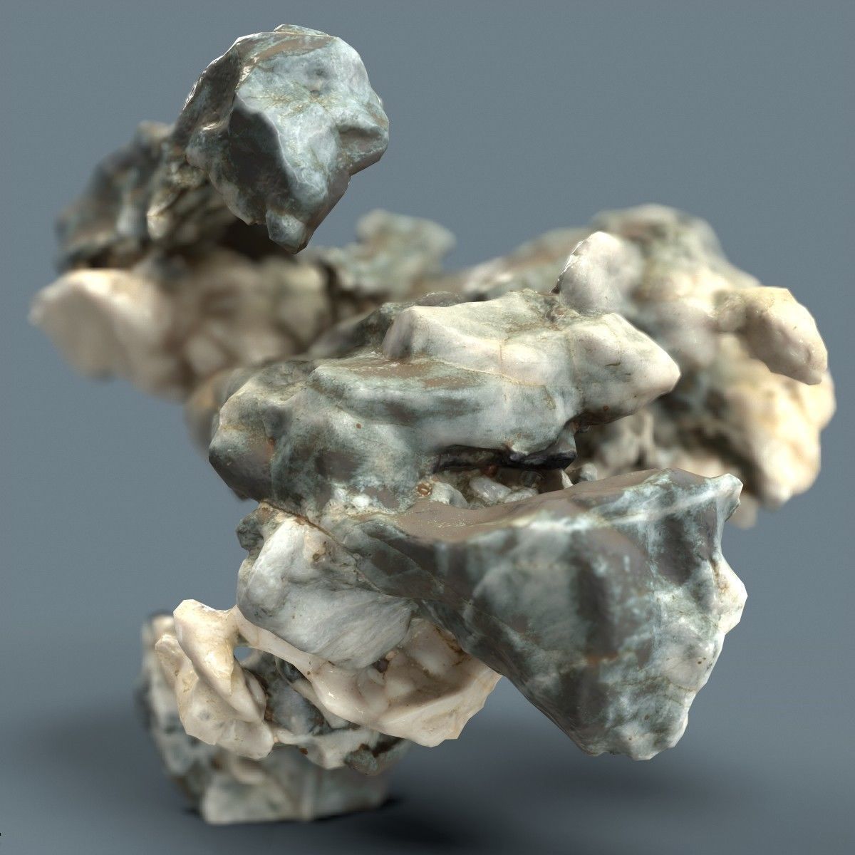 Large Overhanging Green and White Rock Low-poly 3D model_3