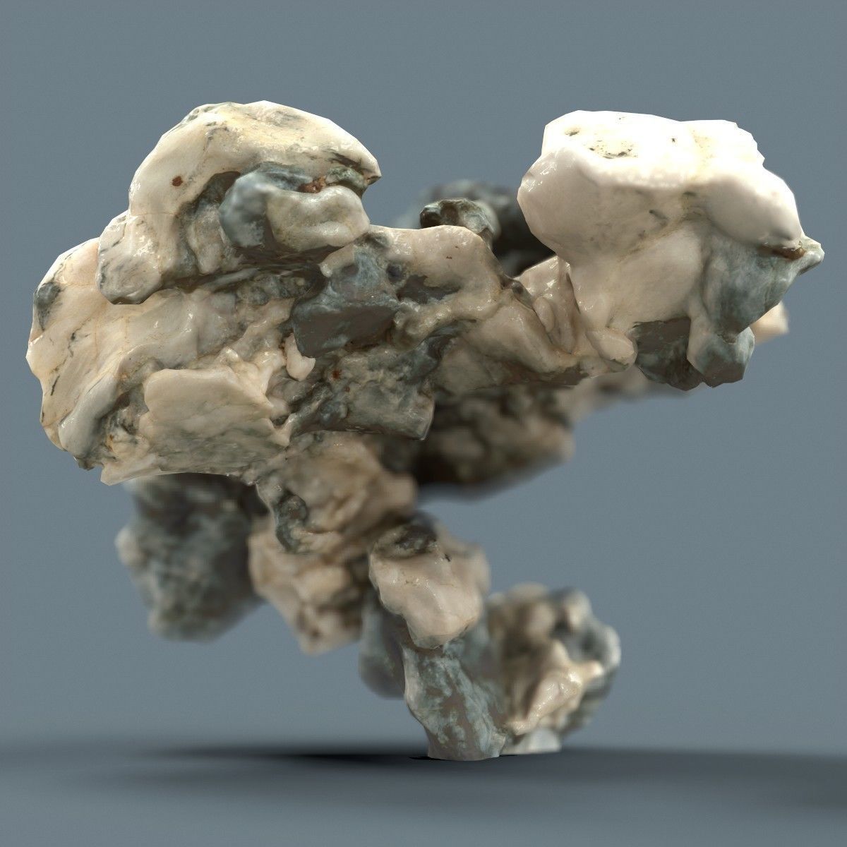 Large Overhanging Green and White Rock Low-poly 3D model_2