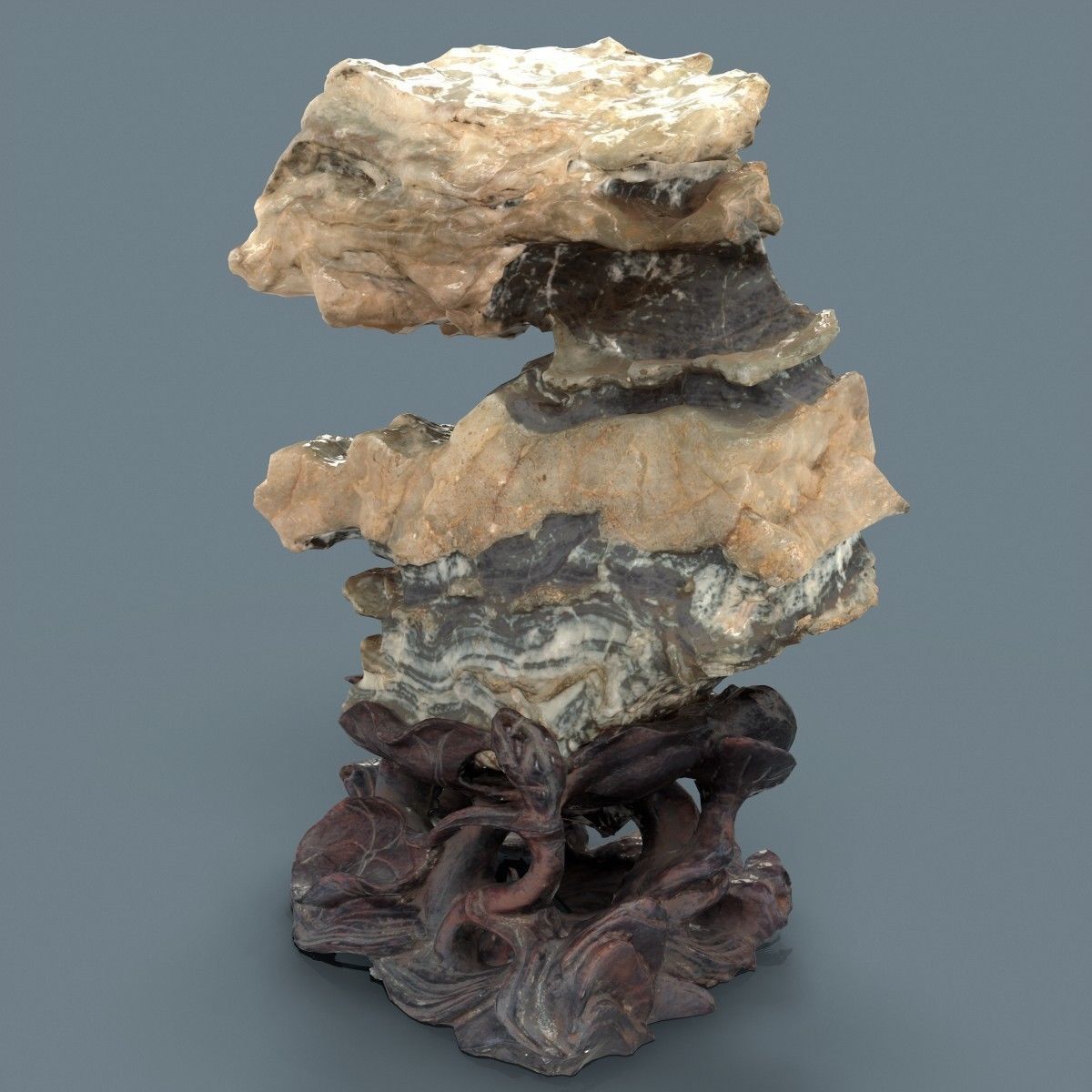 Crystal Rock Layerd Decoration Suiseki Low-poly 3D model_4