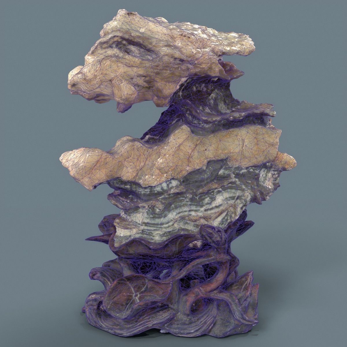 Crystal Rock Layerd Decoration Suiseki Low-poly 3D model_5