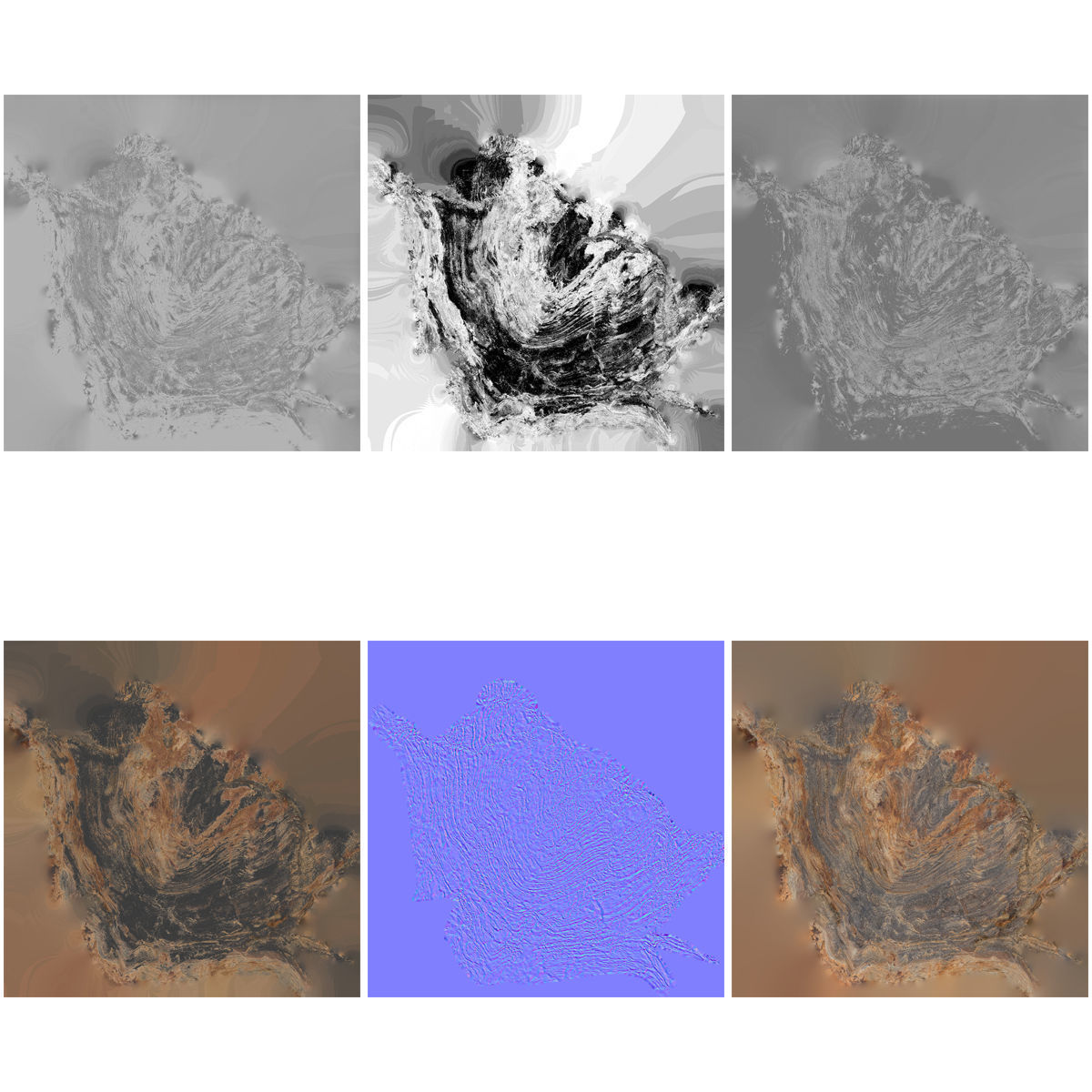 Orange Strata Rock Low-poly 3D model_6