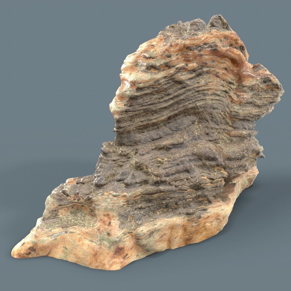 Orange Strata Rock Low-poly 3D model_3