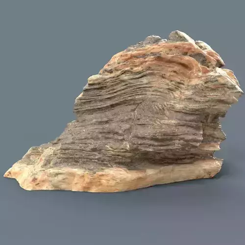 Orange Strata Rock Low-poly 3D model