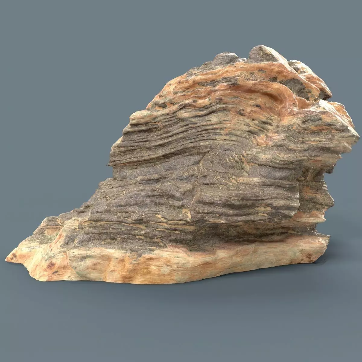 Orange Strata Rock Low-poly 3D model_0