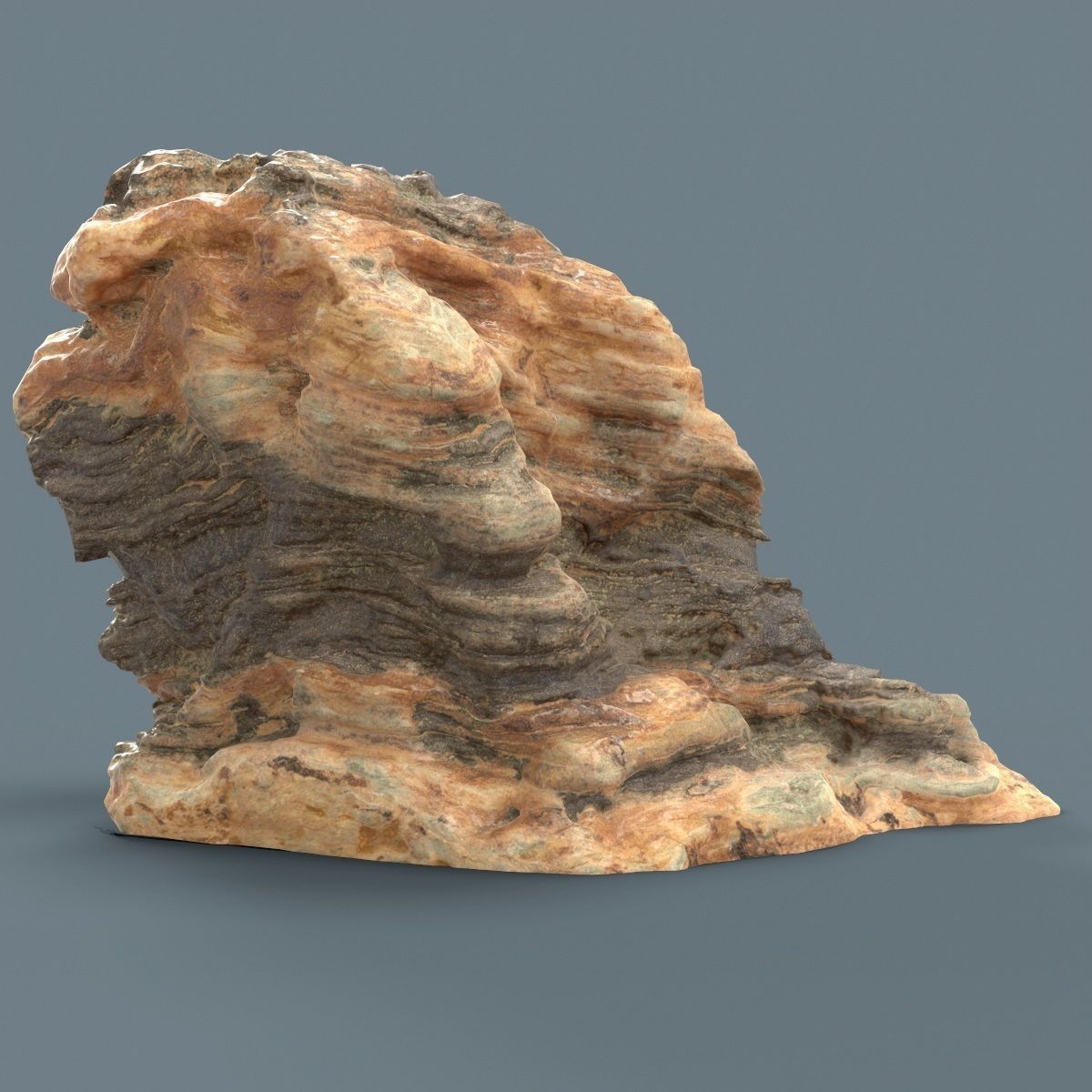 Orange Strata Rock Low-poly 3D model_2