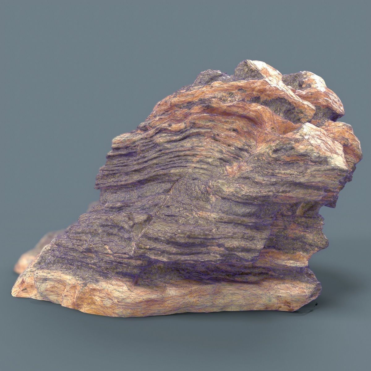 Orange Strata Rock Low-poly 3D model_5