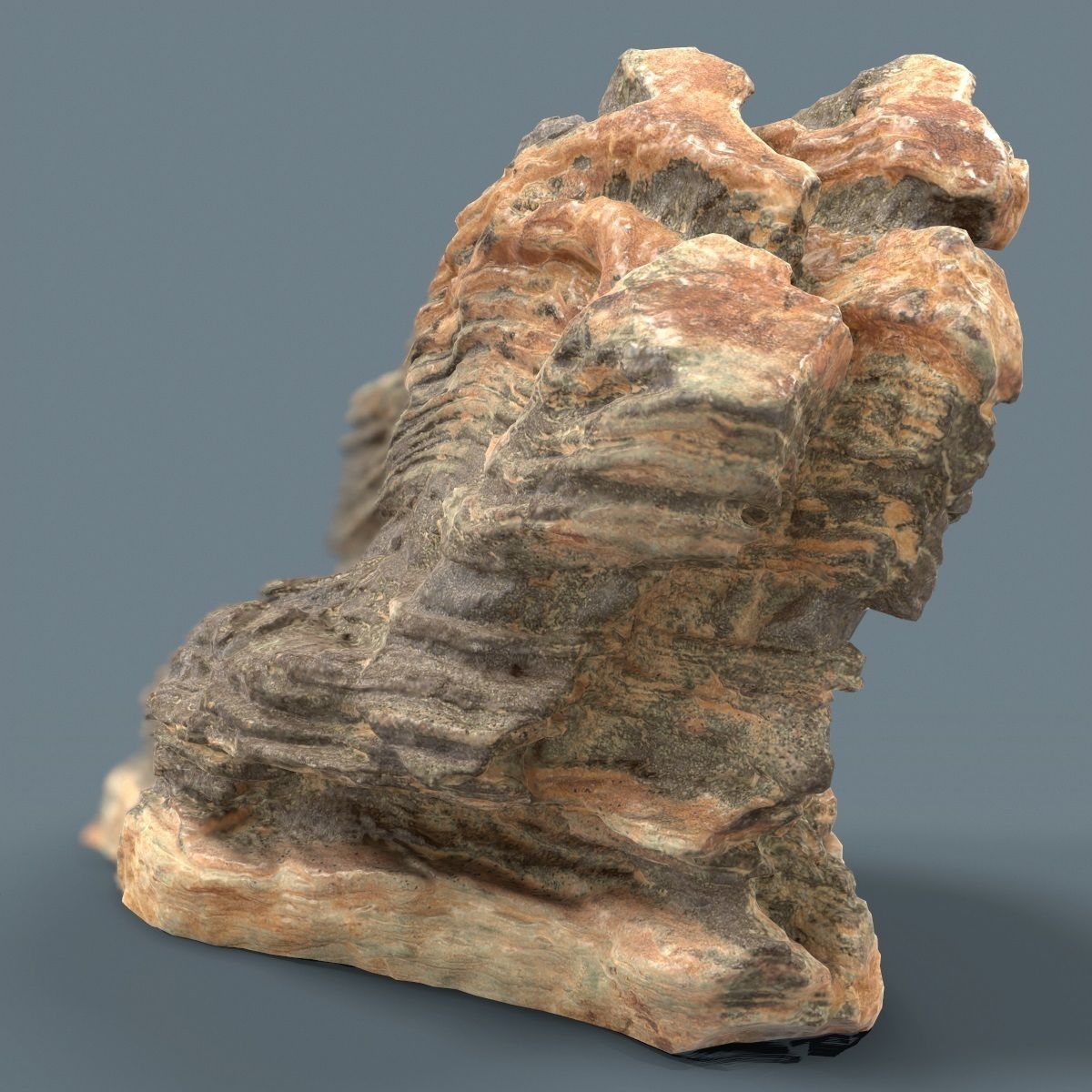 Orange Strata Rock Low-poly 3D model_4