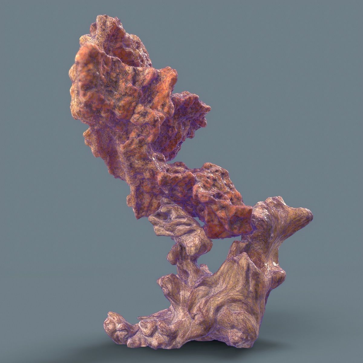 Orange Wood Rock Low-poly 3D model_5