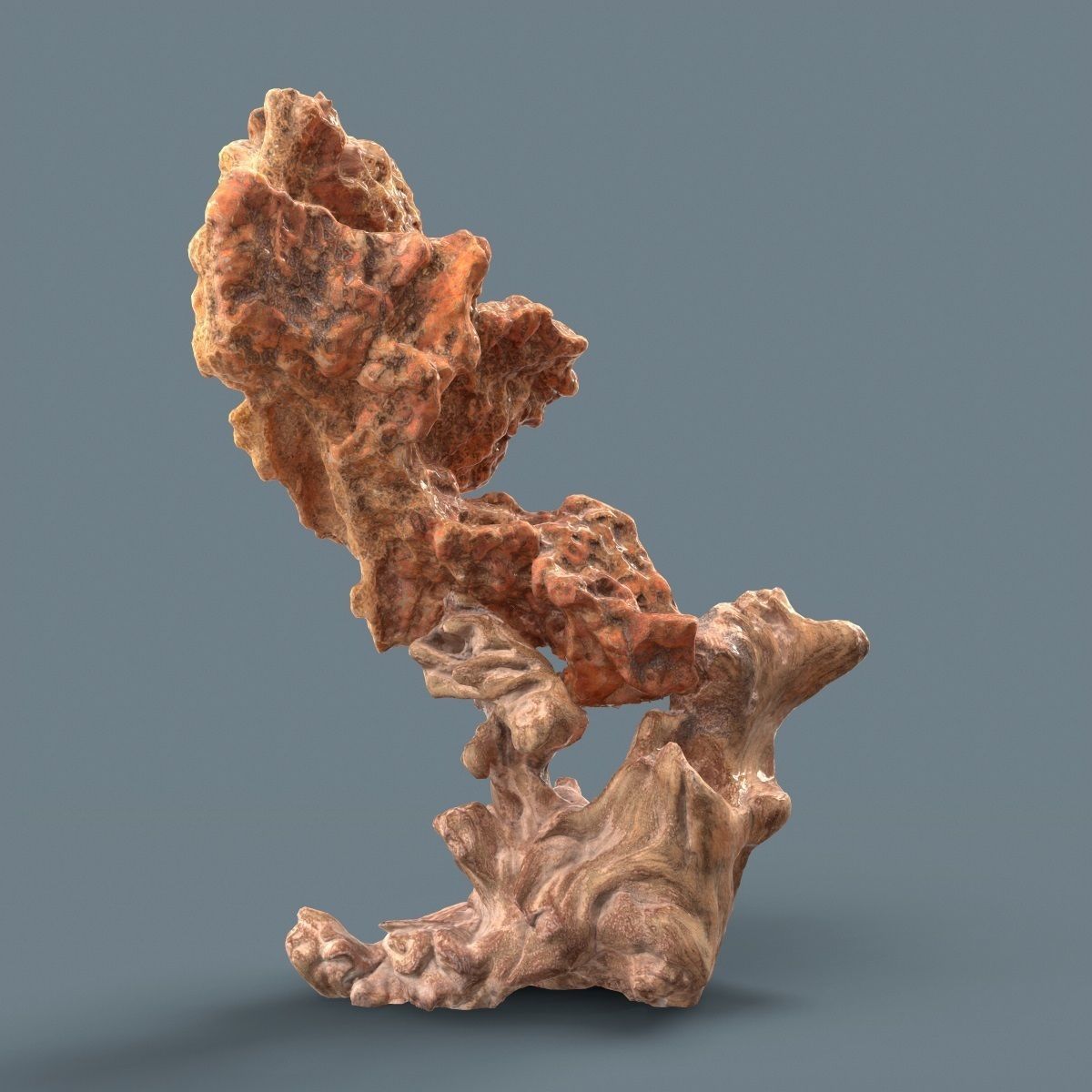 Orange Wood Rock Low-poly 3D model_2