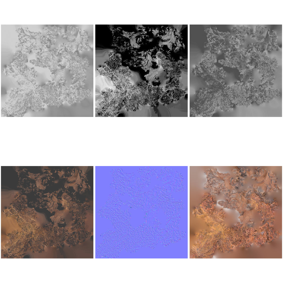 Orange Wood Rock Low-poly 3D model_6