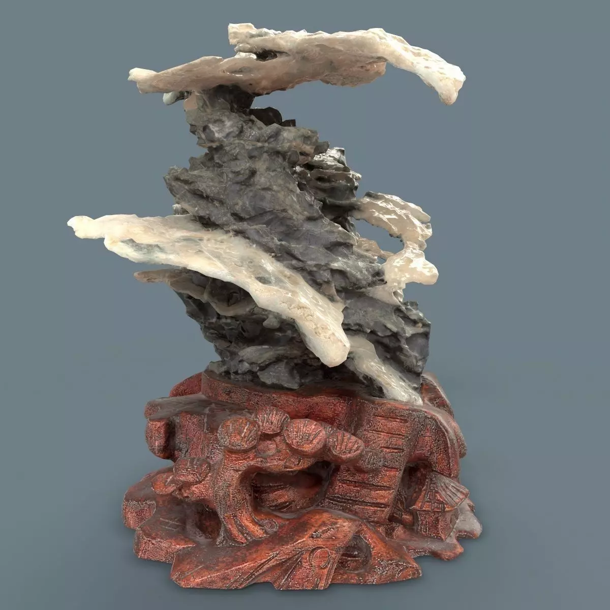 Suiseki Interior Decoration Grey Marble Mountain Low-poly 3D model