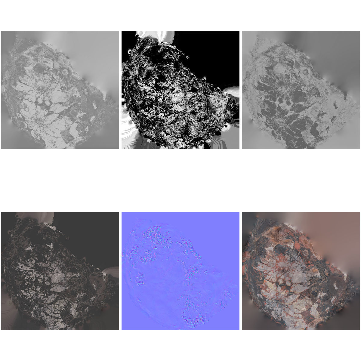 Marble Suiseki Rock Low-poly 3D model_6