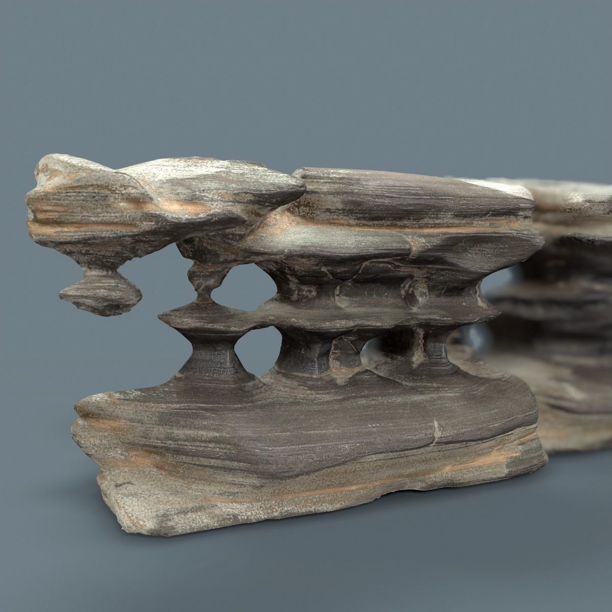 Grey Stylized Pebble Rock Formation Low-poly 3D model_2