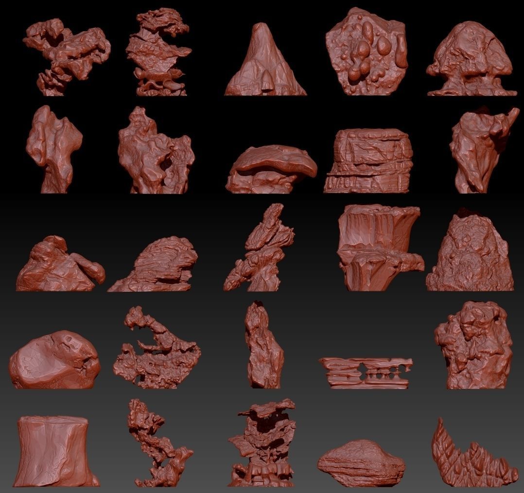 25 Space Rock Suiseki Collection Low-poly 3D model_2