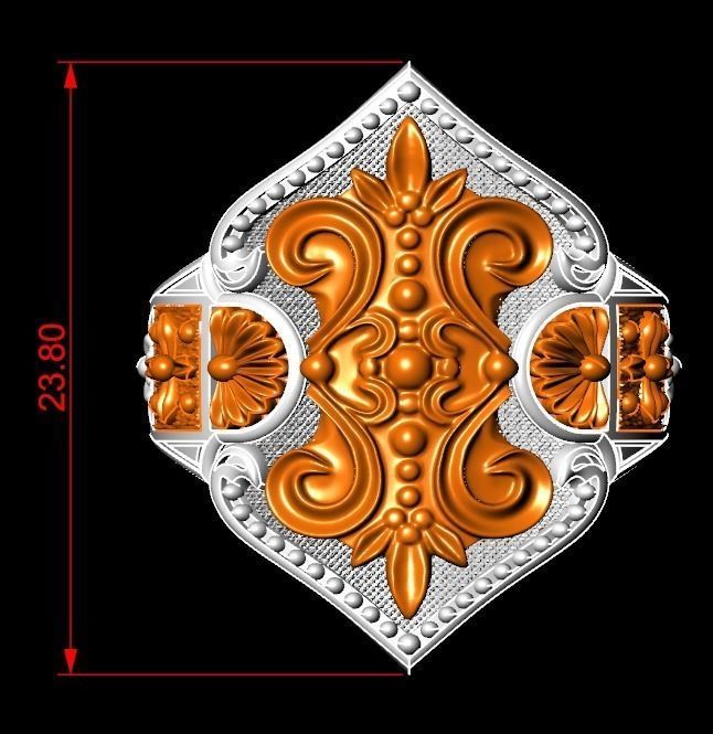 Womens ring with antique patterns stylish 241 3D print model_23