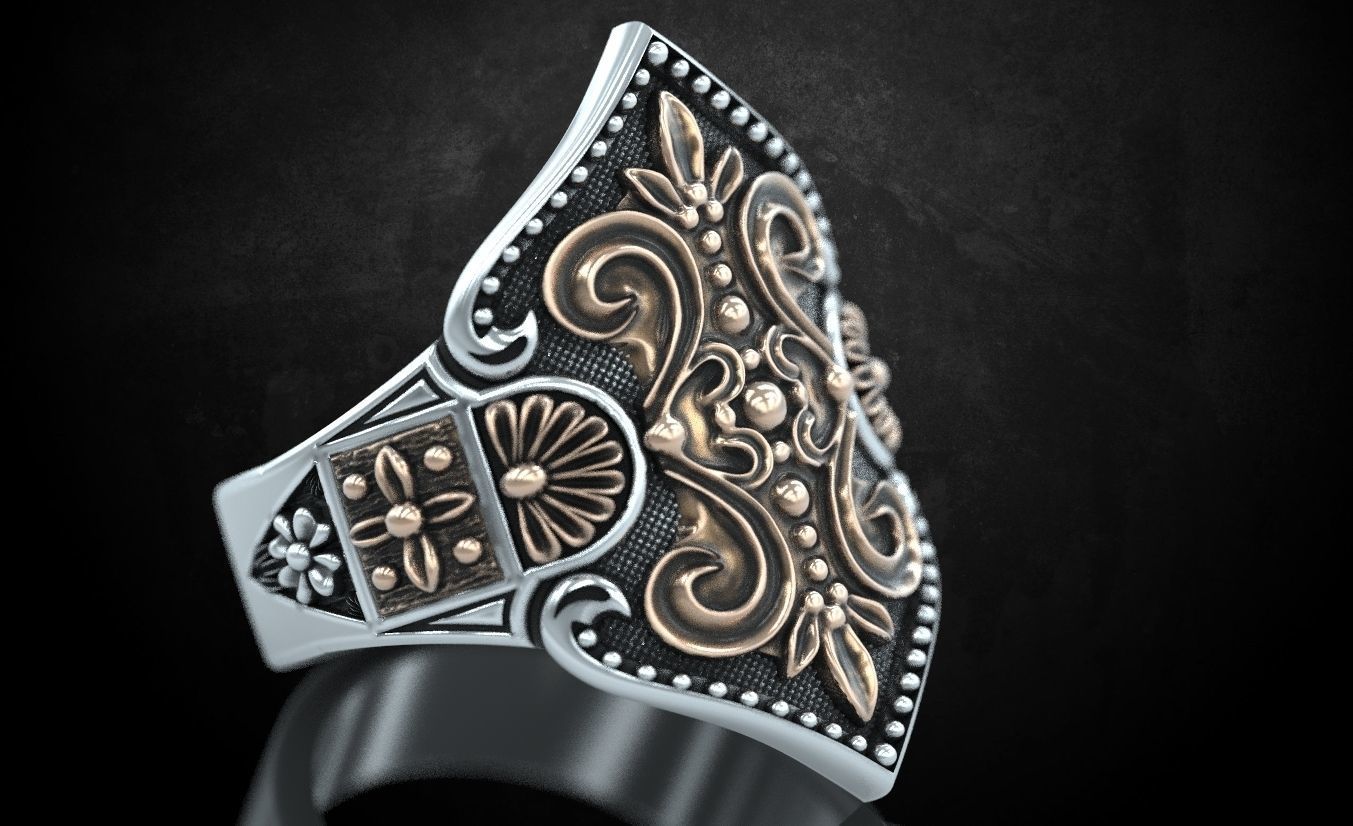 Womens ring with antique patterns stylish 241 3D print model_10