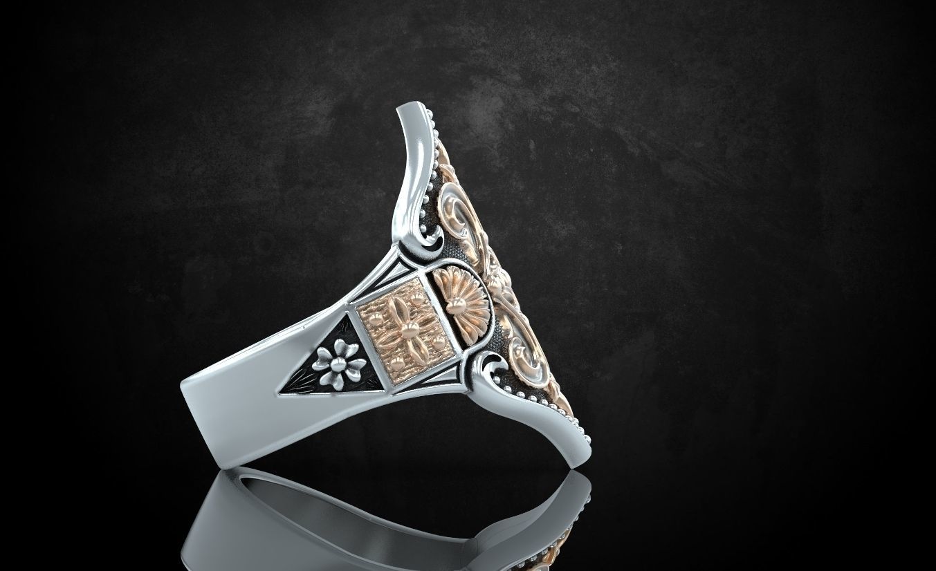 Womens ring with antique patterns stylish 241 3D print model_2
